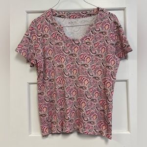 Kim Rogers women’s top Size Medium 100% Cotton pink and black paisley